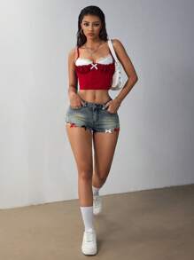 SHEIN EZwear Shorts vaqueros de moda para mujer, apropiados para el verano - Azul - Ver 4