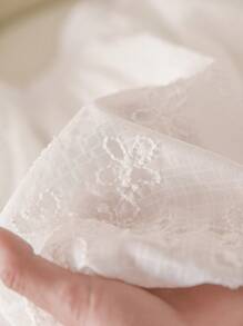 CosyJoli Plus Size Textured Embroidered White Cloud Pattern Casual Vacation A-Line Skirt