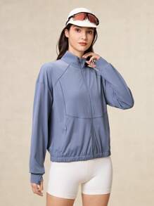 OutZeal SunProof UPF50+ Cooling Breathable Sun Protection Jacket Women With Zipper Pockets Athletic Workout Gym - Blue - View 6