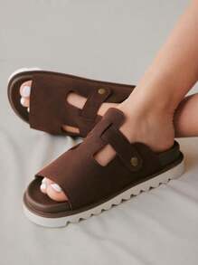 Solecia Flat Casual Loafers, Simple & Fashion For Daily Wear Spring Summer Shoes - Coffee Brown - View 2