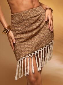 Hauture Women's Vacation Fringe Hem Short Fashionable Mini Skirt, Island Vacation Outfits, Vacation Outfits