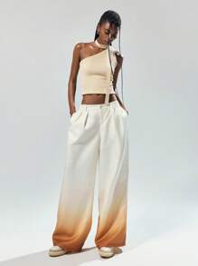 Easelle Summer Renaissance Fair Fashionable Vintage Rave Festival Ombre Low Waist Wide Leg Pants - Beige - View 5
