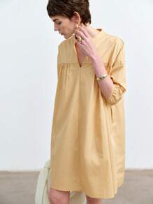 Aalyst Vestido corto casual y holgado con cuello en V, mangas abullonadas, hombreras, volantes y bolsillos, adecuado para vacaciones, citas, bodas, festivales de música, verano