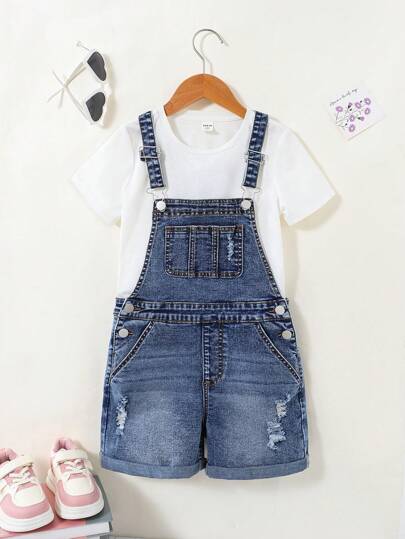 Sparklyn Tween Girls Street Style Outdoor Fashion Summer Casual Bib Shorts,Holiday,Summer,Travel, School, Campus, College