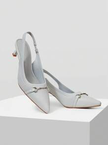 MOTF PREMIUM 尖头撞色高跟鞋 - 霧霾藍 - 查看 1