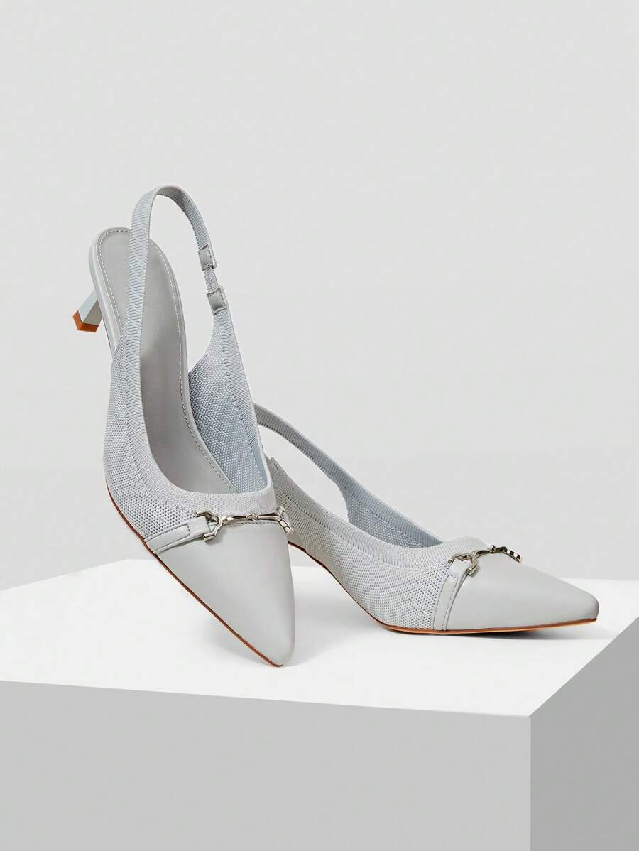 MOTF PREMIUM 尖头撞色高跟鞋 - 霧霾藍 - 查看 1