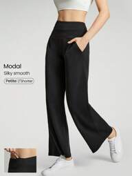 GLOWMODE Modal Silk Touch Wide Leg High Waist Lounge Pants With Side Pockets Daily Casual Fall Fall Winter