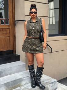 SHEIN ICON 大码女式性感可爱牛仔迷你裙夏季 - 彩色 - 查看 4