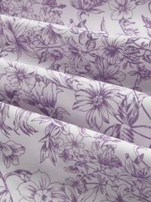 SHEIN MOD Plus Size Women Lilac Floral Print Belted Vintage Court Flared Skater Dress Lilac Short Dress,Grad Dress,Beach Dress Sundress,Holiday Outfits Boho