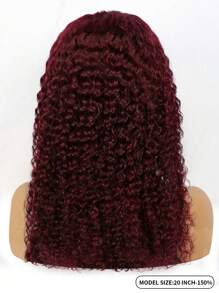 Perruque de cheveux humains à lacets frontaux bouclés frisés Bordeaux 99J 13x4, perruque à lacets frontaux transparents de couleur vin rouge 99j bouclée 13x4 pour femmes