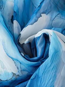 SHEIN Unity Plus Size Women Ink Tie Dye Print Strapless Midi Dress, French Style Waist Cinched A-Line Beach Dress, Summer - Blue - View 5