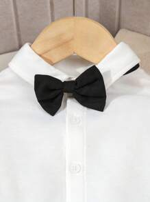 Souflis Souflis Set de 3 piezas de traje de caballero para niño - Chaleco de doble botonadura + Pantalones casuales + Pajarita negra, excluyendo la camisa, de moda, elegante y con estilo, tela cómoda, adecuado para primavera/otoño, perfecto para uso diario, fiestas, bodas, bautizos, actuaciones y eventos