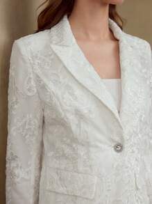 MOTF ELEGANT SHEER TULLE DETAILED BLAZER JACKET - White - View 2