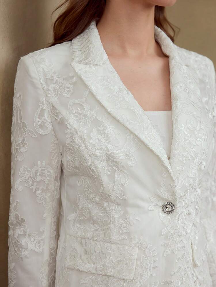 ELEGANT SHEER TULLE DETAILED BLAZER JACKET