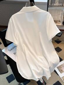 EMERY ROSE PLUS SIZE LUNE Women Ink Print Regular Fit Shirt,Short Sleeve Tops - Multicolor - View 2