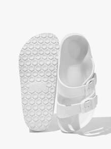 JNSQ 可爱米色EVA儿童拖鞋，轻便舒适，防滑，室内外均可穿着，适合青少年男孩和女孩 - 白色 - 查看 4