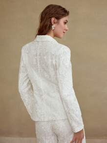 MOTF ELEGANT SHEER TULLE DETAILED BLAZER JACKET - White - View 3