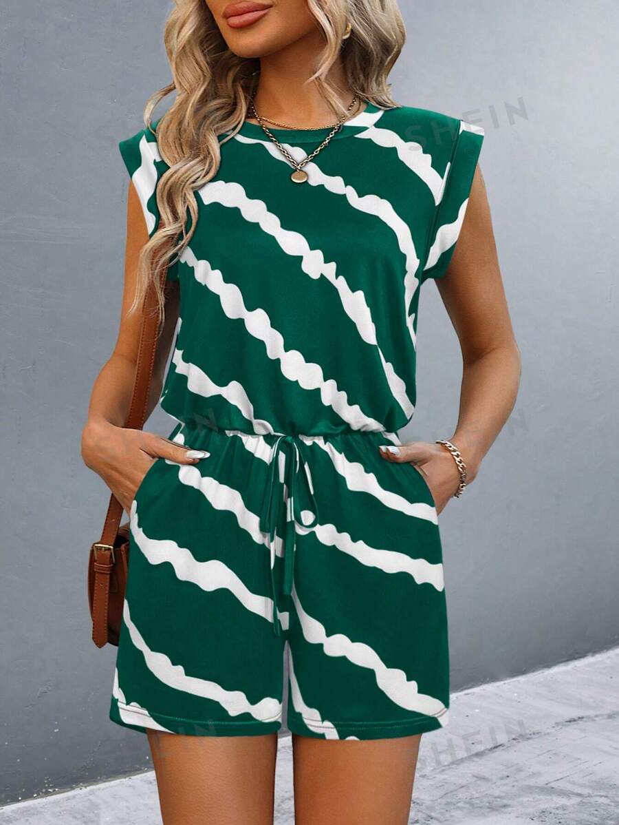 EMERY ROSE Mono de mujer con cuello redondo y contraste de color sin mangas, de moda para el verano