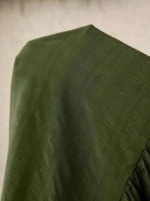 SHEIN LUNE 加大码女式纹理面料飘逸下摆长裙，夏季毕业礼服，7 月 4 日白色毕业典礼 - 綠色 - 查看 7