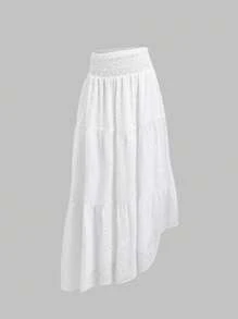 Sweetra Women's French Embroidered Lace Tiered Maxi Skirt, Spring/Summer