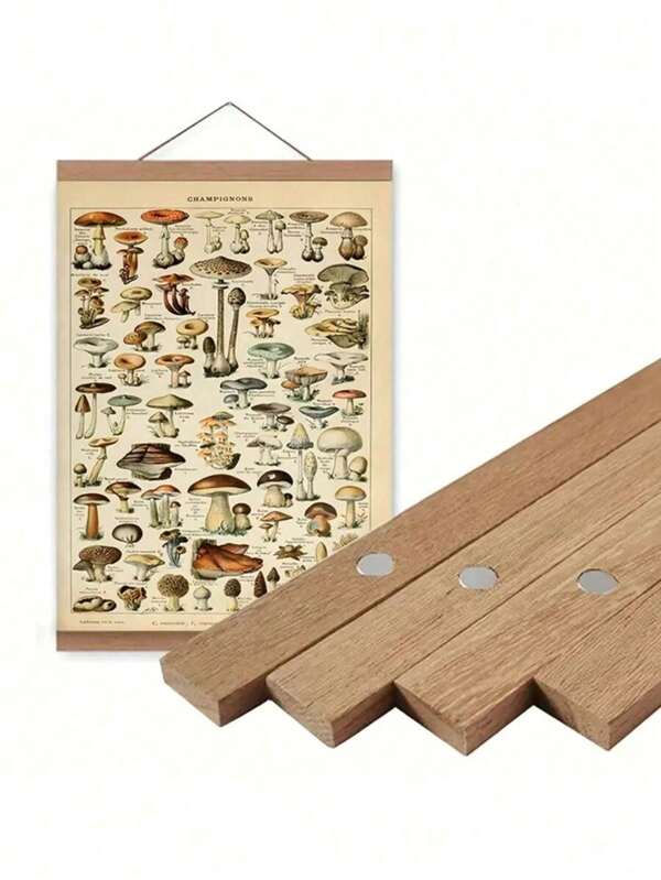 SHEIN 1pc Magnetic Wood Hanger Frame DIY, Teak Walnut Pine For Poster Photos Scrolls Picture Frames Canvas Prints Paintings, Artwork Magnet Frames Wall Art Home Decor