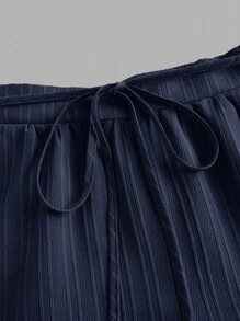 SHEIN Essnce Bộ 3 quần dài mùa hè cho nữ, quần ống rộng buộc eo màu trơn, quần thường ngày rộng rãi - Nhiều màu - Xem 9