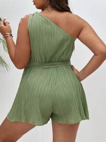 SHEIN Frenchy 单肩圣帕特里克节系带连体衣 - 綠色 - 查看 2