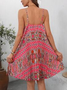 SHEIN Clasi Vestido mini con cuello en V elegante, plisado y estampado floral para mujer, vestido casual de invitada de boda, vestido de graduación, atuendo de vacaciones, vestido de primavera, vestido de sol, vestido de fiesta, vestido floral, vestido bohemio para mujer
