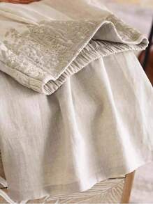 Franclia Pantalon ample et décontracté à jambes larges en lin brodé