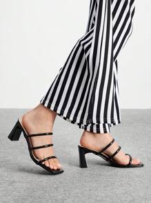 CUCCOO BIZCHIC New Summer Fashion Versatile Strap High Heel Shoes, French Style Open-Back Thick-Heel Sandals For Women - Black - View 4