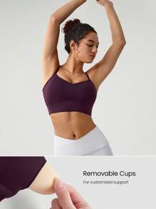 GLOWMODE Featherfit™ 心形u型可調整運動胸罩,適用於瑜伽工作室低衝擊運動 - Bold Plum - 查看 4