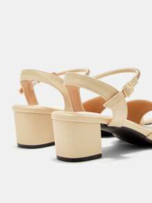 CUCCOO CURVES 女士宽版简约赤脚露趾户外高跟凉鞋 - 淺粉色 - 查看 8