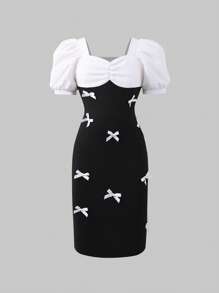 SHEIN Explorewe Tween Girls Fashion Print Bodycon Dress, Suitable For Summer Party And Casual Wear