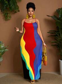 Maweii Plus Size Women Summer Sleeveless Long Dress - Multicolor - View 1