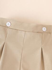 Souflis Souflis 2 Stücke/Set Kleinkind Jungen Frühling/Sommer Polo Kragen Kontrast Farbrand Kurzarm Hemd + Plissee Shorts, Hochzeit/Valentinstag Outfit - Khaki - Übersicht 5