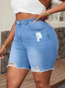 Plus Size Women Cowgirl Style Denim Bermuda Shorts  Summer Outfits For Women Festival Outfits  Elegant Vacation Outfits Woman Biker Shorts