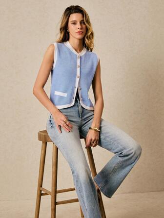 Poéselle 新品休闲撞色针织背心