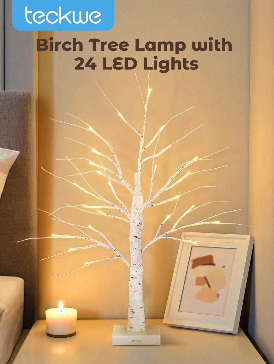 Teckwe Lámpara decorativa de árbol desnudo blanco simple
