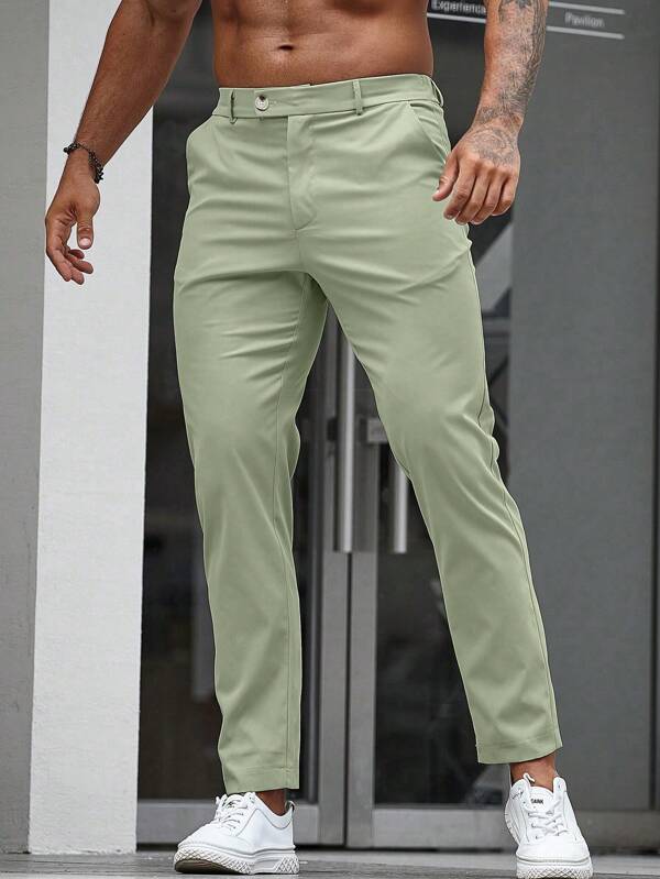 Manfinity Mode Pantalon de costume casual pour hommes avec poche oblique unie