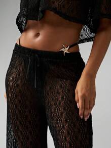 MISSGUIDED Set a due pezzi all'uncinetto da spiaggia e resort, con pantaloni a gamba larga e camicia con bottoni, abbigliamento da spiaggia, copertura costume da bagno, per piscina, festival, vacanze