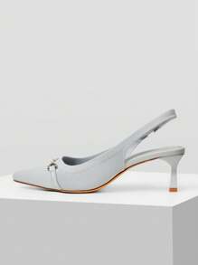 MOTF PREMIUM 尖头撞色高跟鞋 - 霧霾藍 - 查看 4