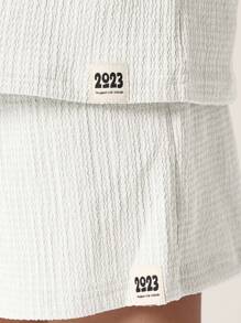 SUMWON Kids Summer Sport Resort Knit Polo Co-Ord Set Leisure Activewear Tennis Youth Vacation Play Set Athletic Tracksuit Active Set Casual - White - View 5