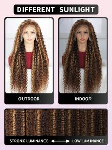 Highlight Water Curly Wave 13 X 4 Lace Front Wig Piano Color Pre Plucked Hairline High Density Natural Looking Highlight Color - S4/27 - View 5