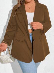SHEIN CURVE+ Blazer casual tinta unita di taglie comode