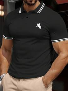 Manfinity Dauomo 夏季男士休闲拼色短袖 Polo 衫 - 彩色 - 查看 5