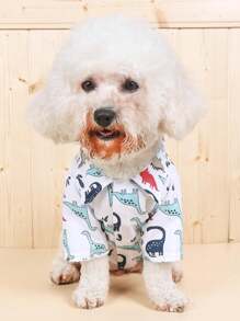 PETSIN 一件涤纶猫狗服装，无弹性，休闲简约修身英伦风，轻便透气，适合小型和中型猫狗穿着，尤其不适合大型犬（产品尺码偏小，建议购买时选择大 1-2 个尺码）。 - 白色 - 查看 5