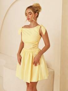 Glamine Spring & Summer Off-Shoulder Tie-Up Pleated Solid Color Sleeveless Women's Mini Dresses Summer Outfits For Women,Summer Dresses For Women,Yellow Dresses For Women,Graduation Dresses For Women Cute Dresses For Women Party Dresses For Women Women Cocktail Dresses Birthday Dresses For Women Women Cocktail Dresses Spring Dresses For Woman Woman Easter Dress