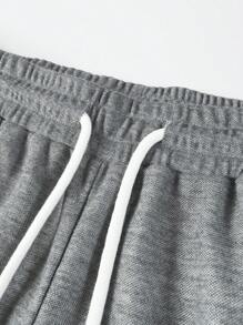 Manfinity Homme Bộ áo sơ mi và quần short POLO 2 trong 1 dành cho nam, thiết kế thời trang tối giản, phù hợp cho trang phục 2 món mùa hè dành cho nam, trang phục thường ngày mùa hè dành cho nam - Màu xám đen - Xem 5