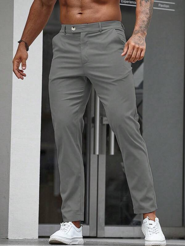 Manfinity Mode Pantalon de costume casual pour homme de couleur unie avec poche oblique