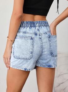 SHEIN Tall Shorts vaqueros de mujer, falda-pantalón ajustada casual, azul